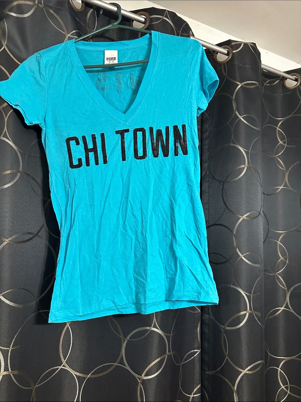 Victoria's Secret Turquoise V-Neck CHI TOWN Tee